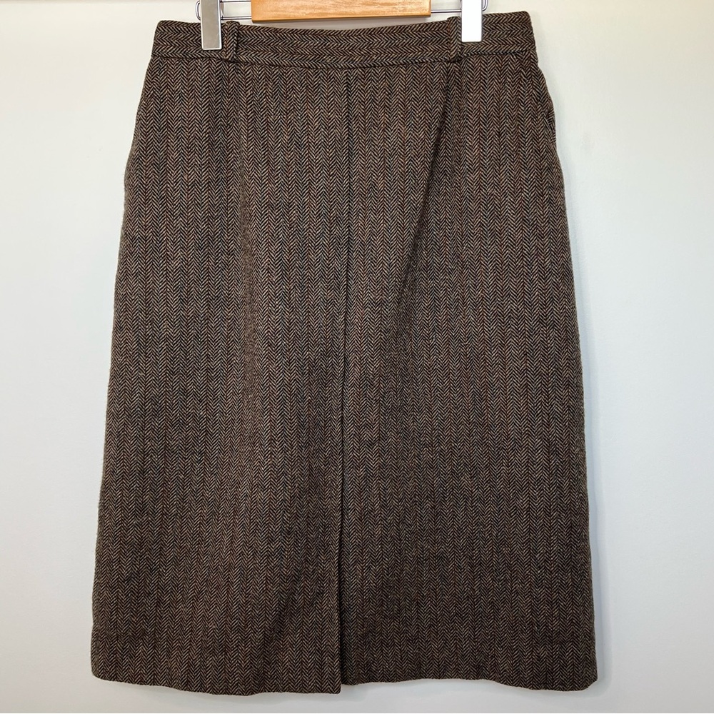 Vintage Holt Renfrew Wool Herringbone Skirt size 14